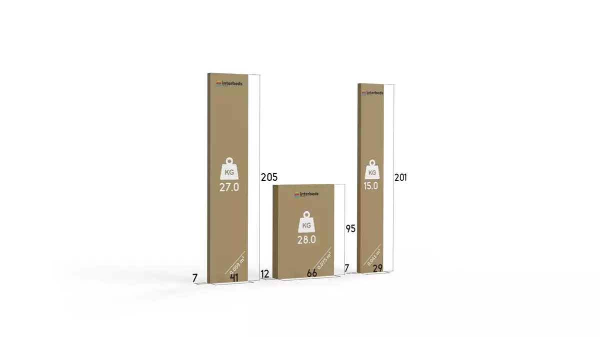 Způsob balení patrové postele pro mládež KUBUŚ 90X200 se zásuvkou, bílá/grafit