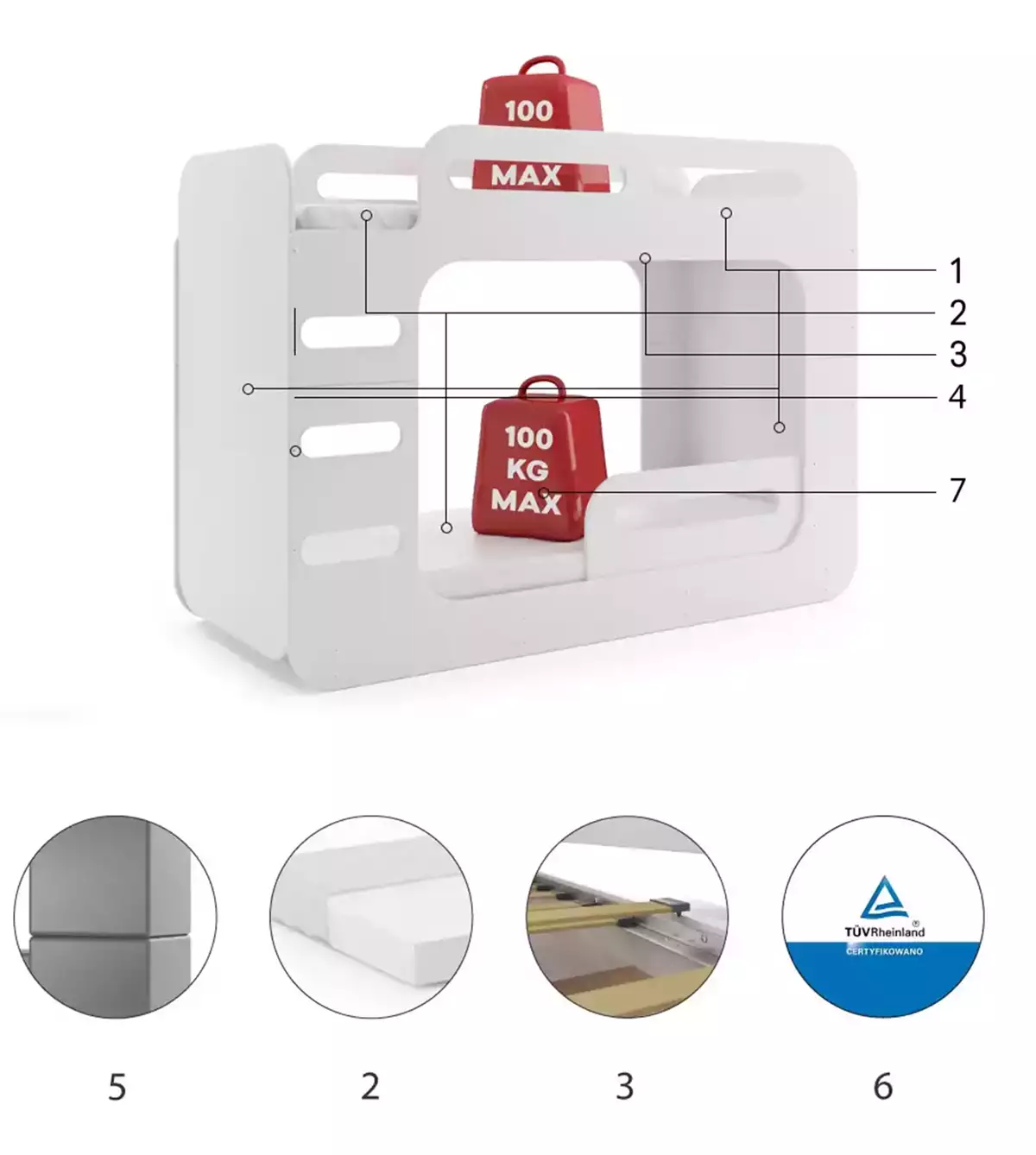 Komponenty pro Youth patrovou postel MAX 2 80X200 s matrací