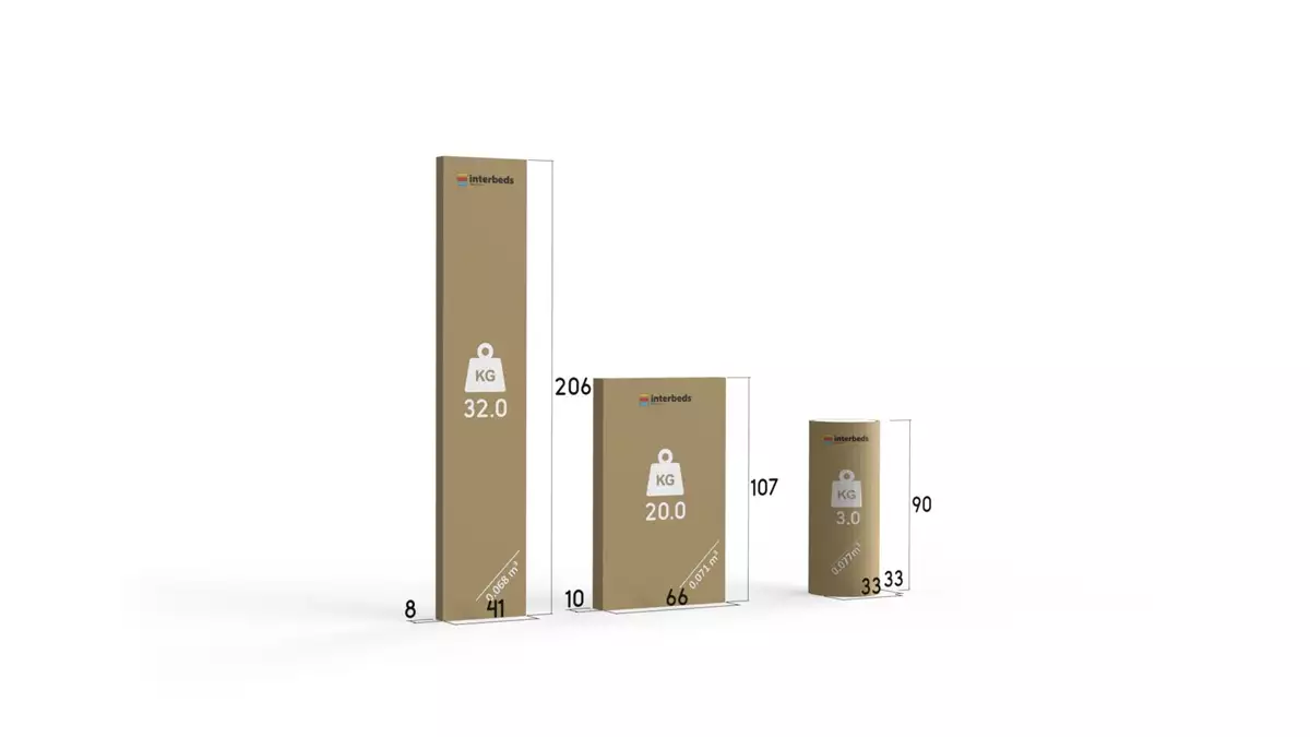 Způsob balení pro ERNI jednolůžkovou postel pro mládež 90X200 s matrací a kontejnerem, grafit