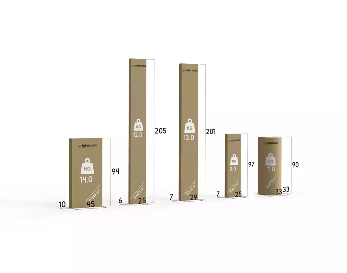 Způsob balení výsuvné dětské postele ERYK 90X200 s matrací a zásuvkou, borovice/modrá