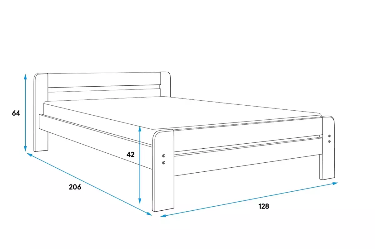 Rozměry a specifikace pro postel DALLAS do ložnice 120X200 s matrací, grafit