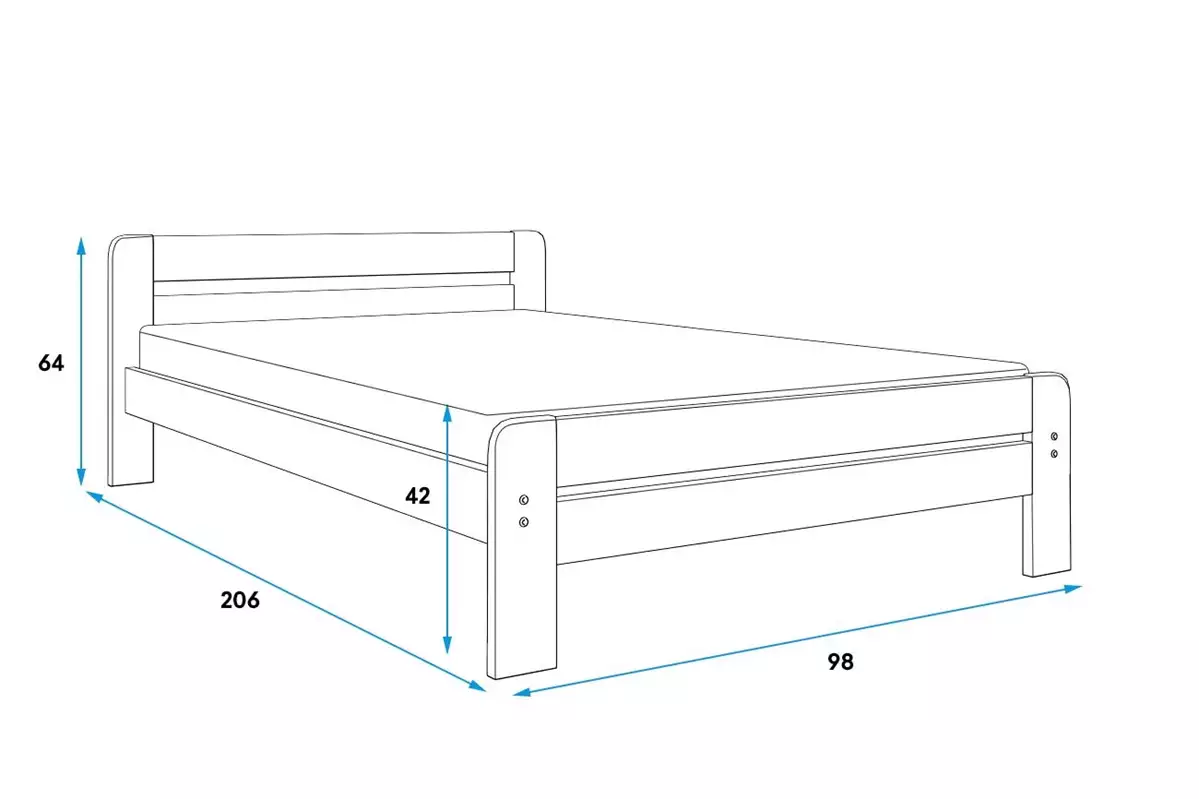 Rozměry a specifikace pro postel do ložnice DALLAS 90X200, bílá