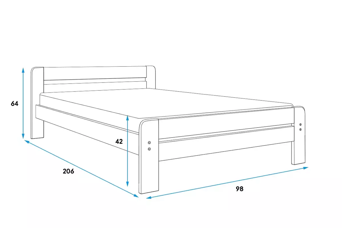 Rozměry a specifikace pro postel DALLAS 90X200 do ložnice s matrací, bílá