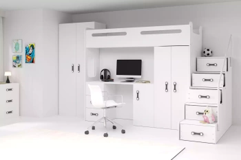 MAX 4 80X200 jednolůžko pro mládež s psacím stolem, bílé