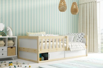 Jednolůžková dětská postel SMART 2 80X160 s úložným prostorem, přírodní dřevo