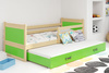 Rozkládací postel pro mládež RICO 90X200 se zásuvkou, borovice/zelená