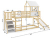 Patrová postel se skluzavkou, baldachýnem a schody - mezanin z přírodního dřeva 90x200