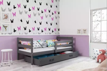 Jednolůžko pro dospívající ERYK 90x190 se zásuvkou, šedé