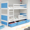 Patrová postel pro mládež RICO 90X200 se zásuvkou, bílá/modrá