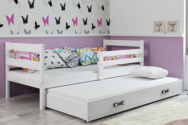 Výsuvná postel pro mládež ERYK 80X190 s matrací a zásuvkou, bílá