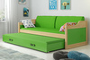 Výsuvná postel pro mládež DAWID 90X200 s matrací a zásuvkou, borovice/zelená