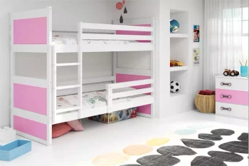 Patrová postel RICO 90X190, bílá/růžová