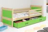 Juniorské jednolůžko RICO 90X200 se zásuvkou, borovice/zelená
