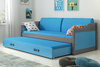 Výsuvná postel pro mládež DAWID 90X200 s matrací a zásuvkou, grafit/modrá