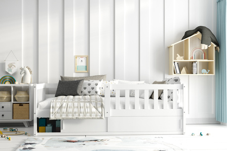 SMART jednolůžko 80X160 s matrací a úložným prostorem, bílé