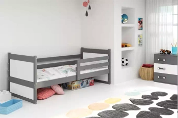 Jednolůžko pro dospívající Rico 90x190 s matrací, šedá/bílá