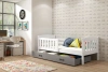 KUBUŚ 90X200 jednolůžko pro mladé se zásuvkou, bílá/grafit
