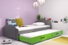 Rozkládací postel pro mládež LILI 90X200 s matrací a zásuvkou, grafitová/zelená