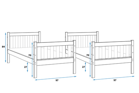 Patrová postel KACPER 90X190, borovice