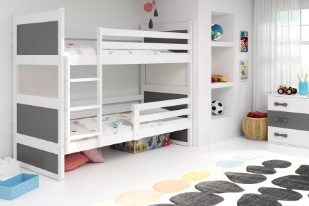 Patrová postel pro mládež RICO 90X200, bílá/grafitová