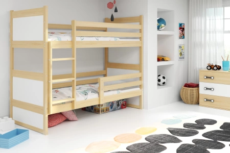 Patrová postel pro mládež RICO 90X200 s matrací, borovice/bílá