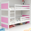 Patrová postel pro mládež RICO 90X200 s matrací, bílá/růžová