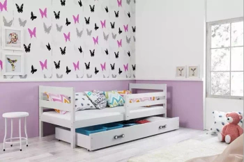 Jednolůžko pro dospívající ERYK 90x190 s matrací a zásuvkou, bílé