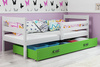 Jednolůžko pro mládež ERYK 80X190 s matrací a zásuvkou, bílá/zelená