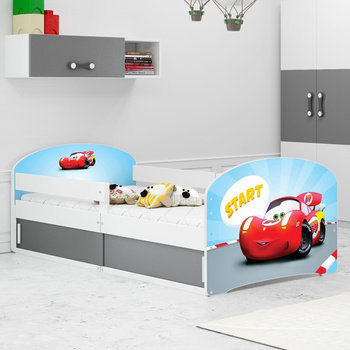 LUKI 1 80X160 jednolůžko s úložným prostorem, Car, bílá