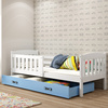 KUBUŚ 80X160 jednolůžko s matrací a zásuvkou, bílá/modrá