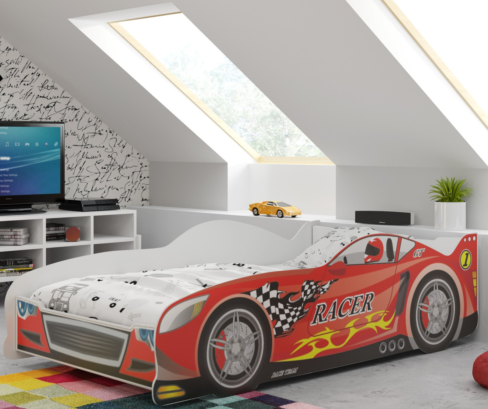 Jednolůžko Cars 80X160 s matrací, červené