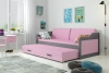 90 X 200 \ Grafit \ Zásuvka + přistýlka \ Růžová \ S matrací