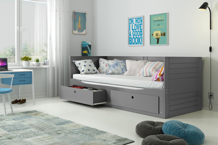 Skládací dvoulůžko pro mládež HERMES 80X200 se zásuvkou, grafitová barva