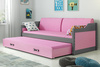 DAWID 90X200 výsuvná postel pro mládež s matrací a zásuvkou, grafit/růžová
