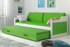 Výsuvná postel pro mládež DAWID 90X200 s matrací a zásuvkou, bílá/zelená