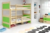 Juniorská patrová postel RICO 90X200 s matrací, borovice/zelená
