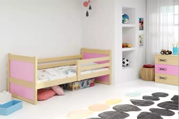 Jednolůžko pro dospívající Rico 90x190, borovice/růžová