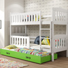 Trojlůžko pro mladé KUBUŚ 90X200 se zásuvkou, bílá/zelená
