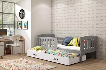 KUBUŚ 90X200 výsuvná postel pro mladé se zásuvkou, grafit/bílá