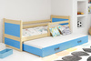 Rozkládací postel pro mladé RICO 90X200 se zásuvkou, borovice/modrá