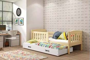 Dospívající postel Kubuś 90x190 se zásuvkou, borovice/bílá