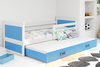 Rozkládací postel pro mládež RICO 90X200 s matrací a zásuvkou, bílá/modrá
