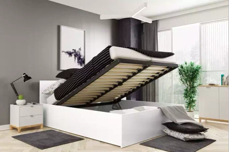 Postel do ložnice PANAMAX 160X200 s úložným prostorem, bílá