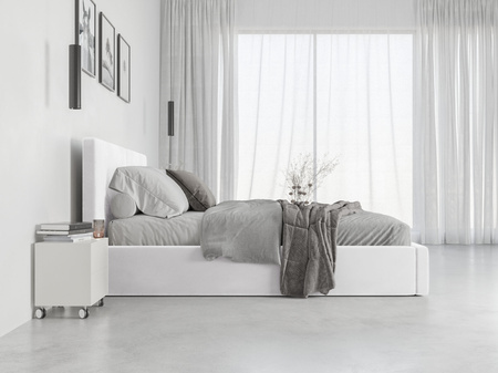 Čalouněná postel do ložnice HILTON 120X200 s úložným boxem, bílá