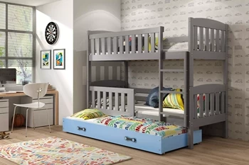 Postel KUBUŚ 90X190 se zásuvkou, grafit/modrá