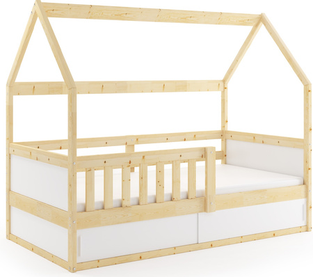 SMART 2 HOUSE jednolůžko 80X160 s úložným prostorem, přírodní dřevo