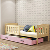 KUBUŚ 90X190 jednolůžko se zásuvkou, borovice/růžová