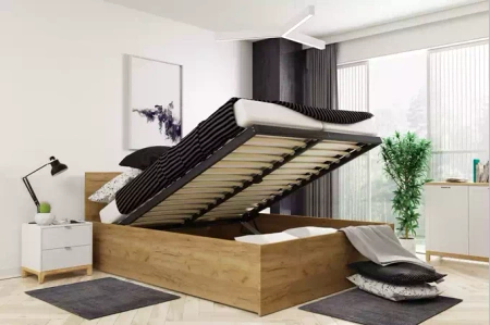 Ložnicová postel PANAMAX 140X200 s matrací a boxem, kraft