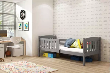 Jednolůžková postel Kubuś 90x190 s matrací, šedá