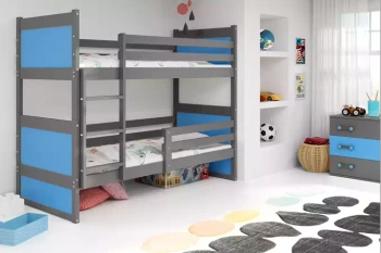 Patrová postel pro mládež RICO 90X190, grafit/modrá
